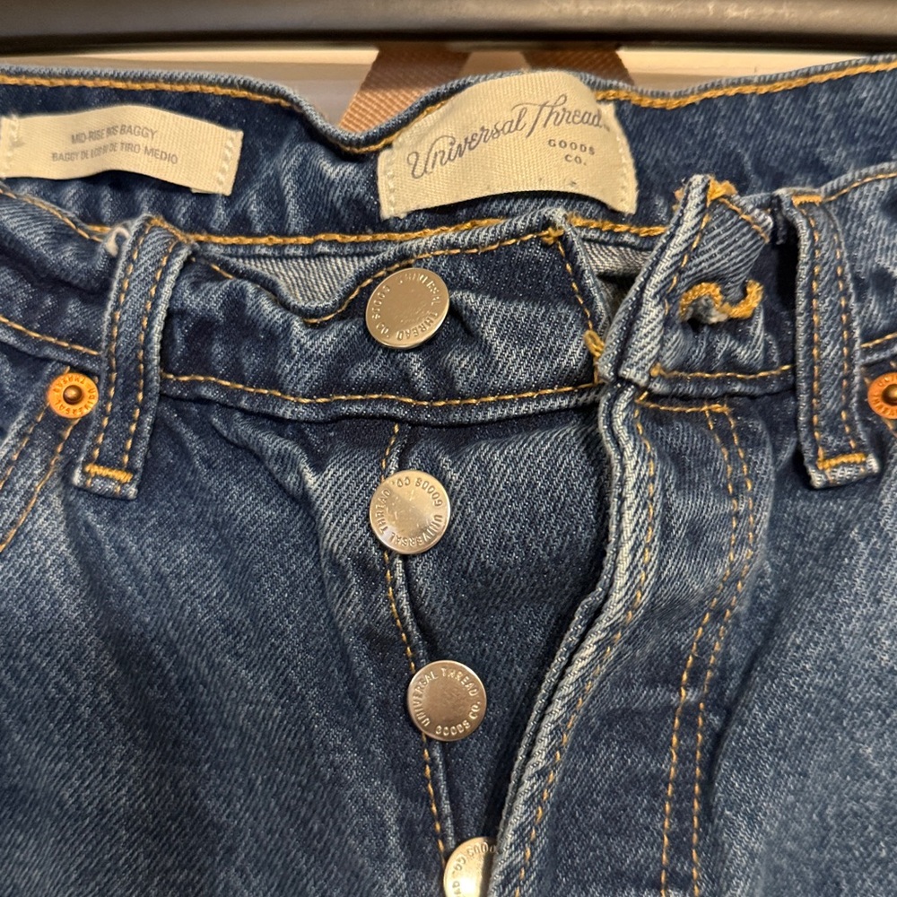 Universal Thread Denim Button-Fly Jeans with embr… - image 2